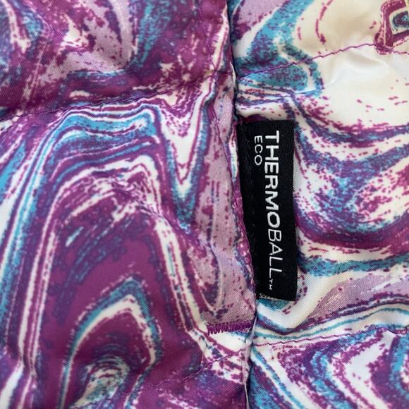 The North Face Girls Reversible Hooded Jacket 5T Purple Marble Print Puffer S23 - Picture 10 of 10